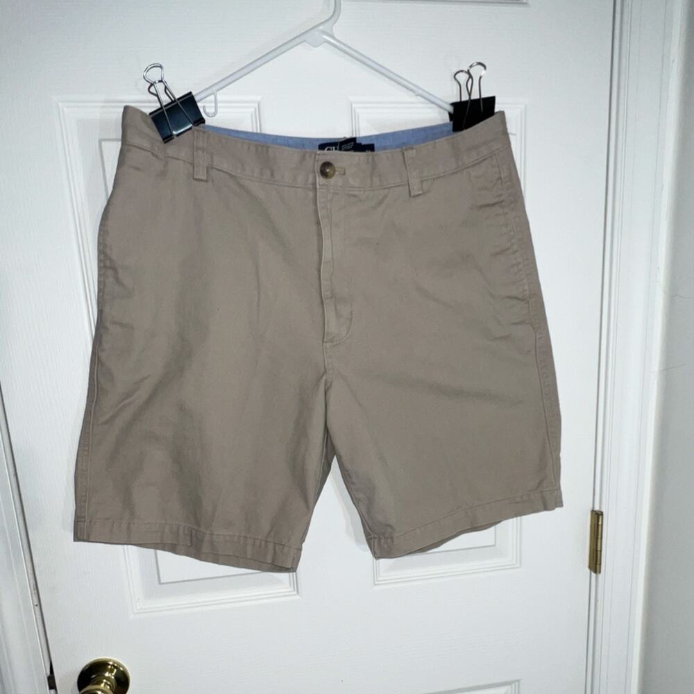 Chaps Hudson Tan Chino Shorts Cotton Flat Front Button Pockets Men's Casual